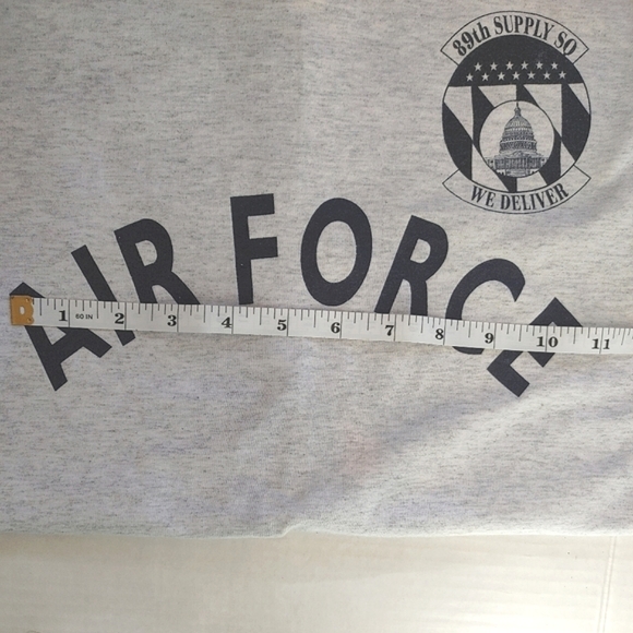 Vintage Jerzees Air Force Tshirt Gray Size L HeavyWeight Blend Made in USA Mens - Picture 10 of 12